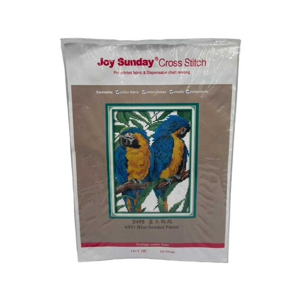 JOY SUNDAY COUNTED CROSS STITCH KIT Blue Headed Parrot New 24x35 CM